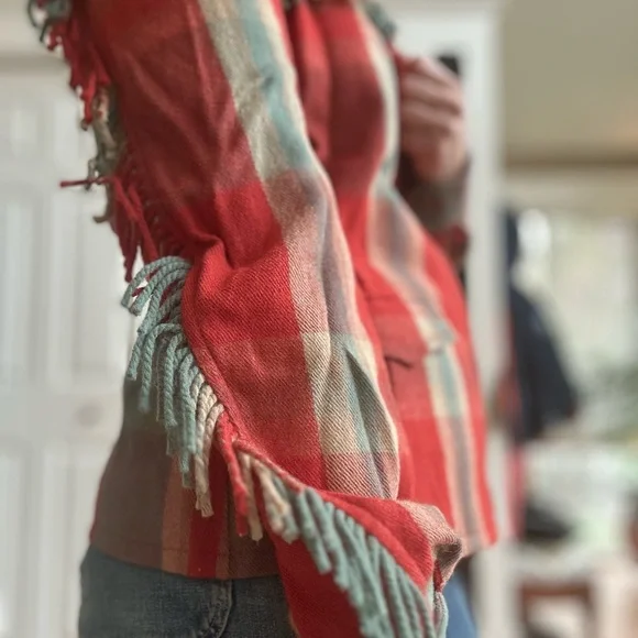 Plaid Ralph Lauren Fringe Women's Jacket - Picture 3 of 4